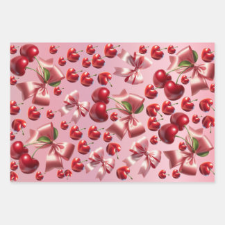Custom Coquette Heart Bow Pattern Wrapping Paper ラッピングペーパーシート