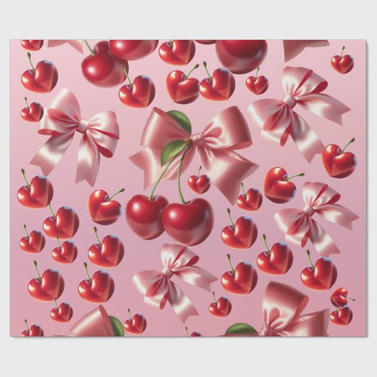 Custom Coquette Heart Bow Pattern Wrapping Paper ラッピングペーパー (フラット)