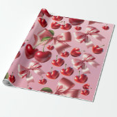 Custom Coquette Heart Bow Pattern Wrapping Paper ラッピングペーパー (アンロールド)