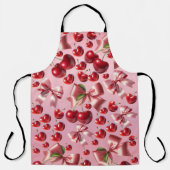 Custom Coquette Heart Cherry Bow Pattern エプロン (正面)