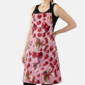 Custom Coquette Heart Cherry Bow Pattern エプロン (インサイチュ)