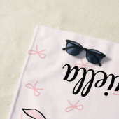 Custom Coquette Pink Bow Personal ビーチタオル (インサイチュ)