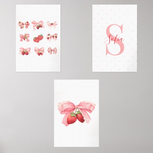 Custom Coquette Strawberries & Bows Design (正面)