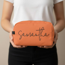 Custom Coral Bridesmaid & Maid of Honor Makeup Bag