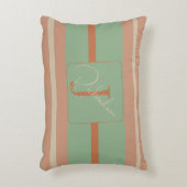 Custom Coral Sage Stripe Monogram Boho Pastel Chi アクセントクッション (正面(垂直))