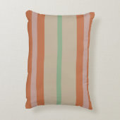 Custom Coral Sage Stripe Monogram Boho Pastel Chi アクセントクッション (裏面(縦))