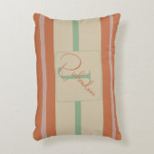 Custom Coral Sage Stripe Monogram Boho Pastel Chi アクセントクッション (正面(垂直))