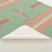 Custom Coral Sage Stripe Monogram Boho Pastel Chi シェルパブランケット (3/4)