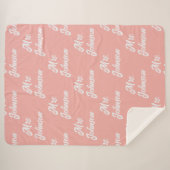 Custom Coral Sherpa Newlywed Blanket for Couples シェルパブランケット (正面(横))