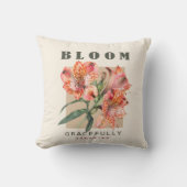 Custom coral summer Floral quote クッション (正面)