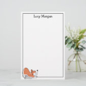 Custom Corgi Cute Dog Art Stationery 便箋 (スタンド正面)