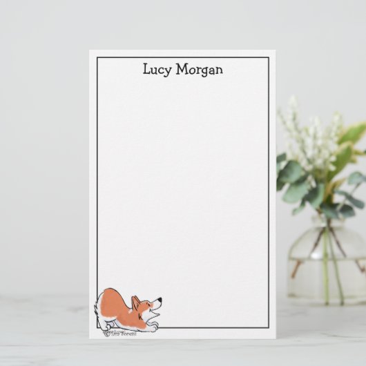 Custom Corgi Cute Dog Art Stationery 便箋 (スタンド正面)