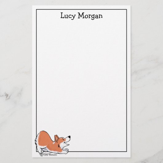 Custom Corgi Cute Dog Art Stationery 便箋 (正面)