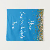 Custom Cornflower Blue Birthday Party Photo Booth タペストリー (正面(横))