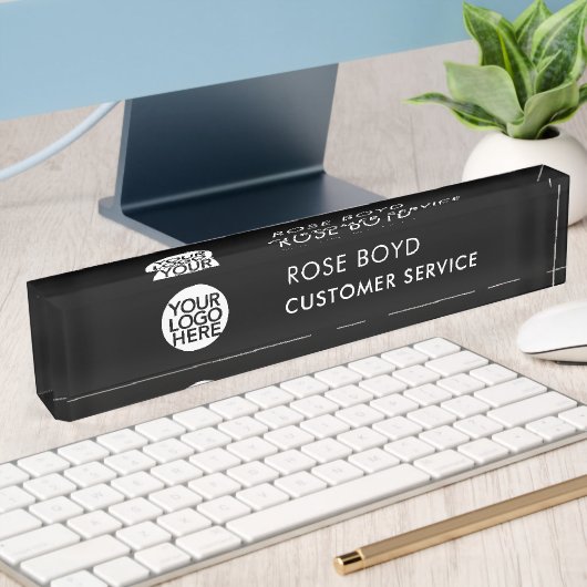 Custom Corporate Business Logo Black Acrylic Desk  デスクネームプレート