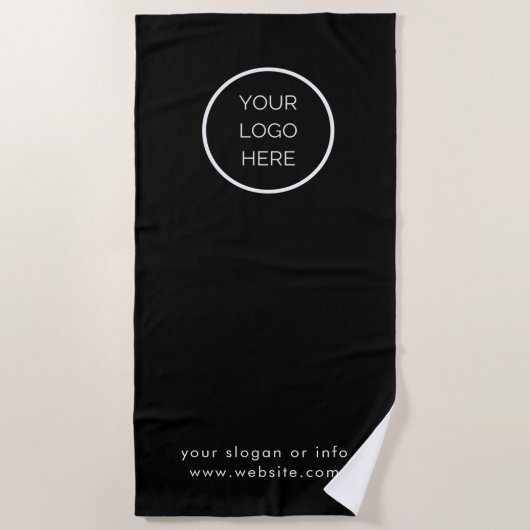 Custom Corporate Business Logo Black Chocolate Fav ビーチタオル (正面)