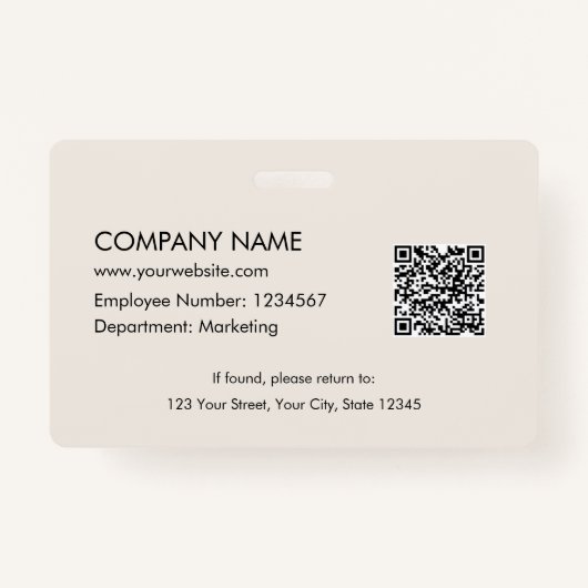 Custom Corporate Business Logo Modern ID バッジ (裏面)