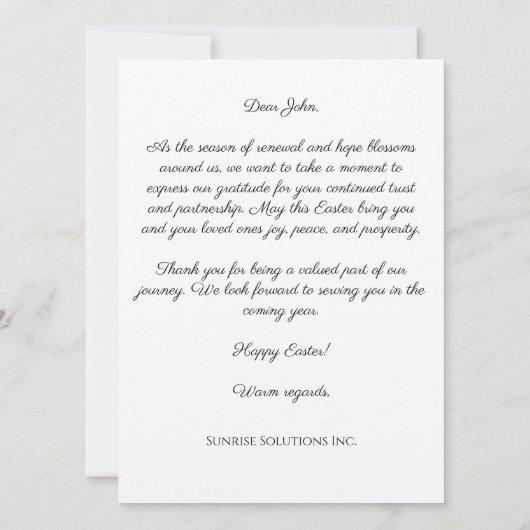 Custom Corporate Easter Greeting Card カード (裏面)