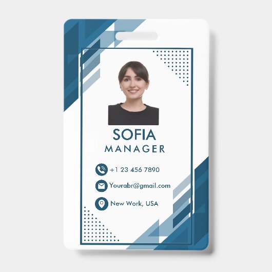 Custom Corporate Employee Photo, Name and Logo バッジ (正面)