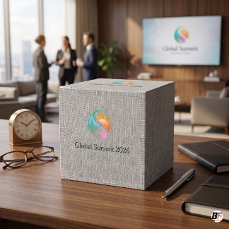 Custom Corporate Event Logo Minimalist Grey Linen  フェイバーボックス