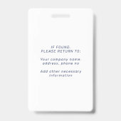 Custom corporate logo employee photo blue ID バッジ (裏面)