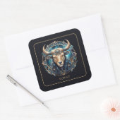 Custom Cosmic Bull Zodiac Symbol Black Gold Taurus スクエアシール (封筒)