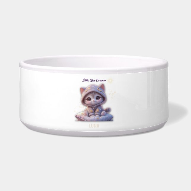 Custom Cosmic Cat Pet Bowl – Personalized pet bowl ボウル (正面)