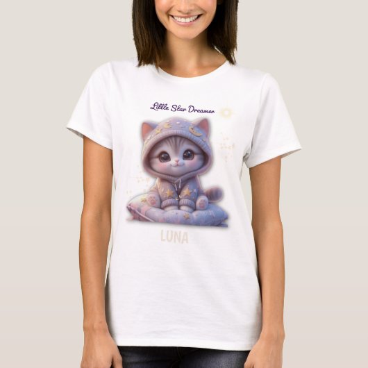 Custom Cosmic Cat T-Shirt – Personalized Pastel Tシャツ (正面)