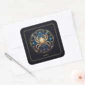 Custom Cosmic Crab Zodiac Symbol Black Gold Cancer スクエアシール (封筒)