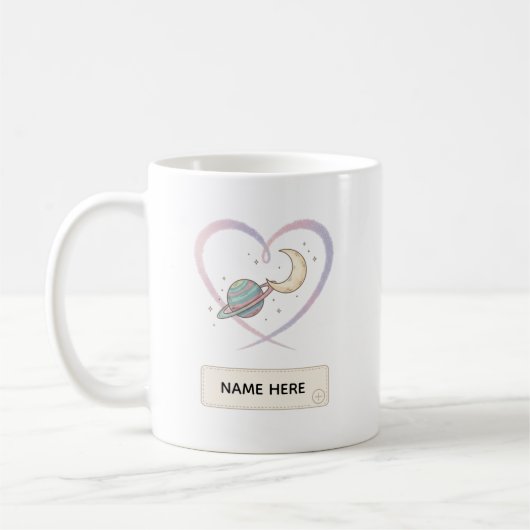 Custom Cosmic Heart Name Mug コーヒーマグカップ (左)