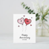 Custom Couple Anniversary Card Watercolor Hearts シーズンカード (スタンド正面)