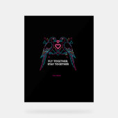 Custom Couple Anniversary Neon Parrots Winter Hood アクリルサイン (正面)