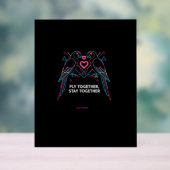 Custom Couple Anniversary Neon Parrots Winter Hood アクリルサイン (ニュートラル)