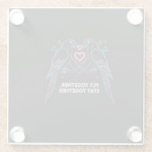 Custom Couple Anniversary Neon Parrots Winter Hood ガラスコースター (裏面)