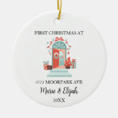 Custom Couple First Christmas セラミックオーナメント (正面)