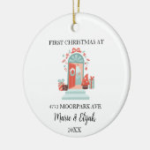 Custom Couple First Christmas セラミックオーナメント (左)