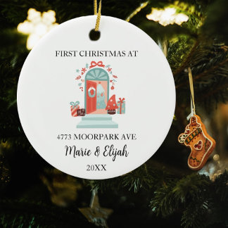Custom Couple First Christmas セラミックオーナメント