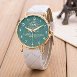 Custom couple floral names monogram  green 腕時計<br><div class="desc">Couple Watches with stylish and elegant his and her love names A timepiece of eternal love, full of blessings. His and Her Adjustable Watch comfortable to wear. 💕Romantic Couple Gift: It is ideal for Wedding, Valentine's Day, Christmas, Anniversary. Let OLEVS couple watches accompany you and your lover in sweet and...</div>