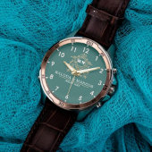 Custom couple floral names monogram  green 腕時計