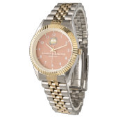 Custom couple floral names monogram orange 腕時計 (アングル)