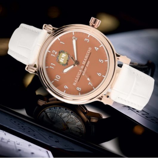 Custom couple floral names monogram orange 腕時計