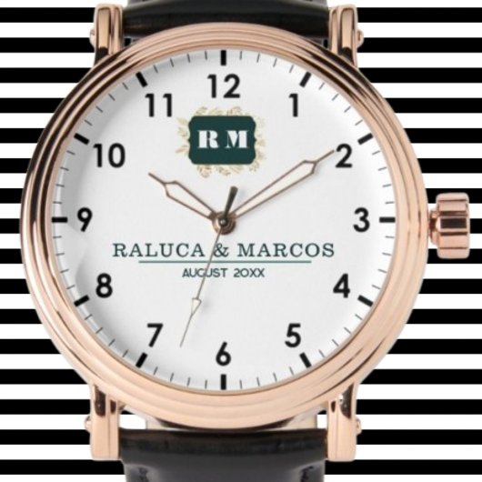 Custom couple floral names monogram wedding 腕時計