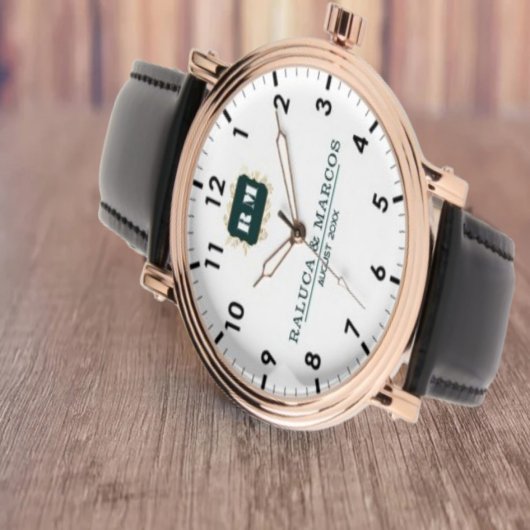 Custom couple floral names monogram wedding 腕時計