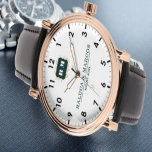 Custom couple floral names monogram wedding 腕時計<br><div class="desc">Personalized with his & her initials and date, this custom watch is a sweet anniversary gift to celebrate a milestone occasion for a couple. It makes a meaningful gift for a special day. Personalized Watch Wedding Gift for Groom, Watch For Groom, Anniversary Gift for Men, Groom Gift From Bride, Gift...</div>