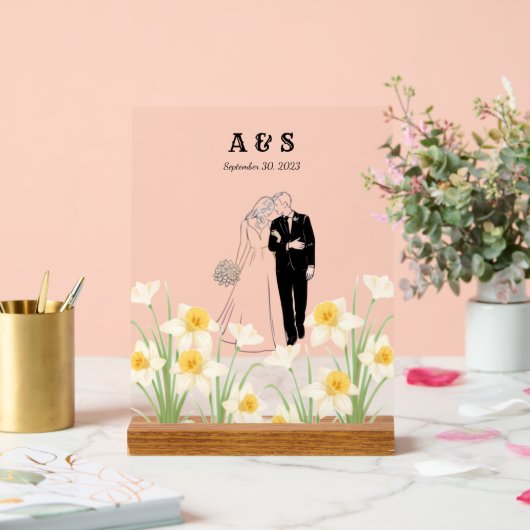 Custom Couple Illustration Gift アクリルサイン (ウェディング)