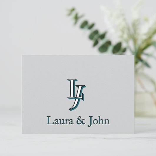 Custom Couple Initials and Names Flat Card サンキューカード (スタンド正面)