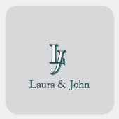 Custom Couple Initials and Names Stickers スクエアシール (正面)