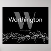 Custom Couple Last Name Elegant Wedding Print ポスター (正面)