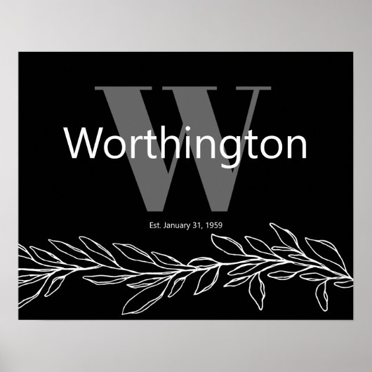 Custom Couple Last Name Elegant Wedding Print ポスター (正面)