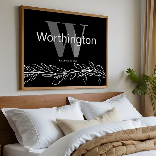 Custom Couple Last Name Elegant Wedding Print ポスター